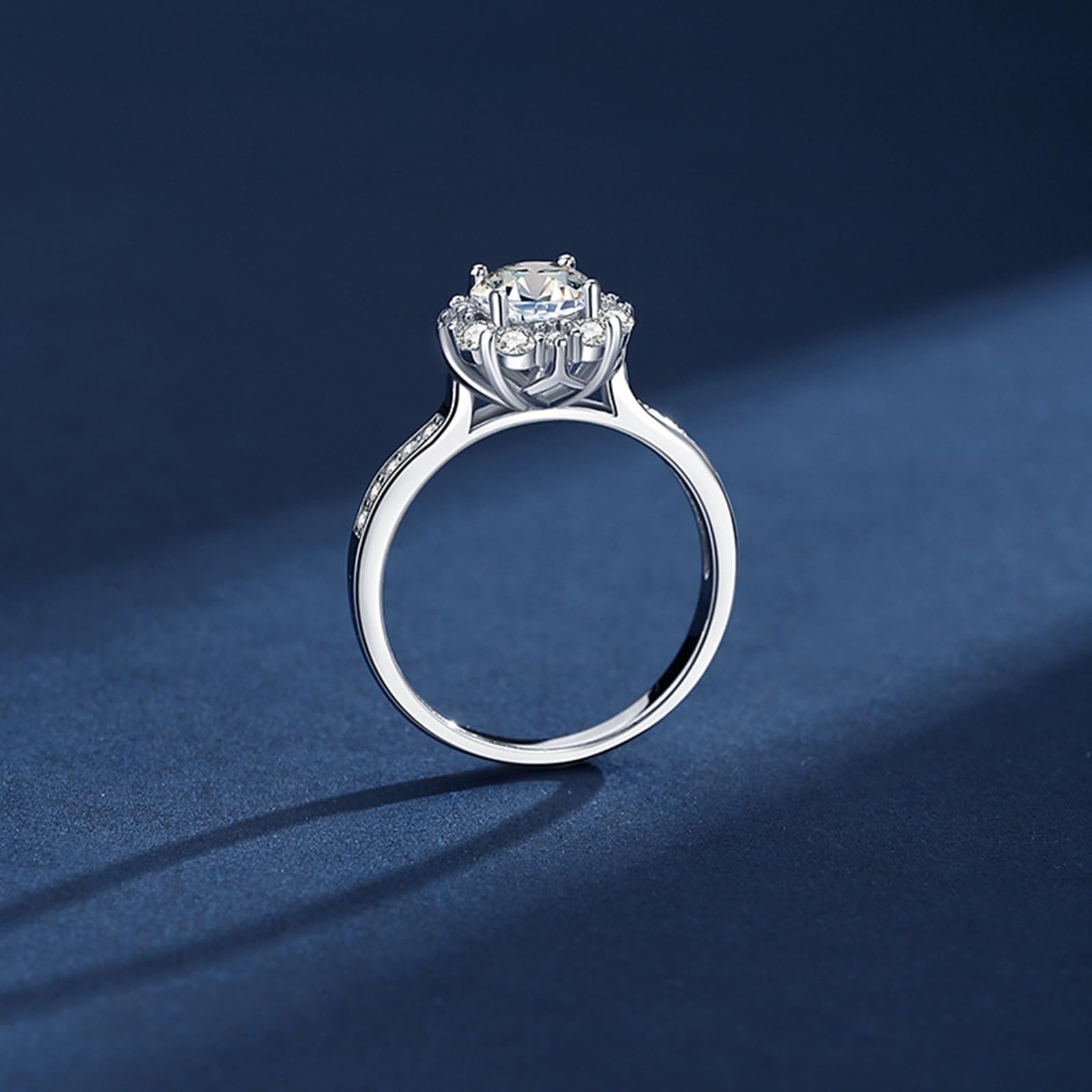 Anillo de oro blanco de 9 K/14 K/18 quilates/platino 950, anillos para mujer, 6,5 x 6,5 mm, moissanita, blanco, 1 ct, anillo de promise, anillo de aniversario para mujeres, regalos de joyería