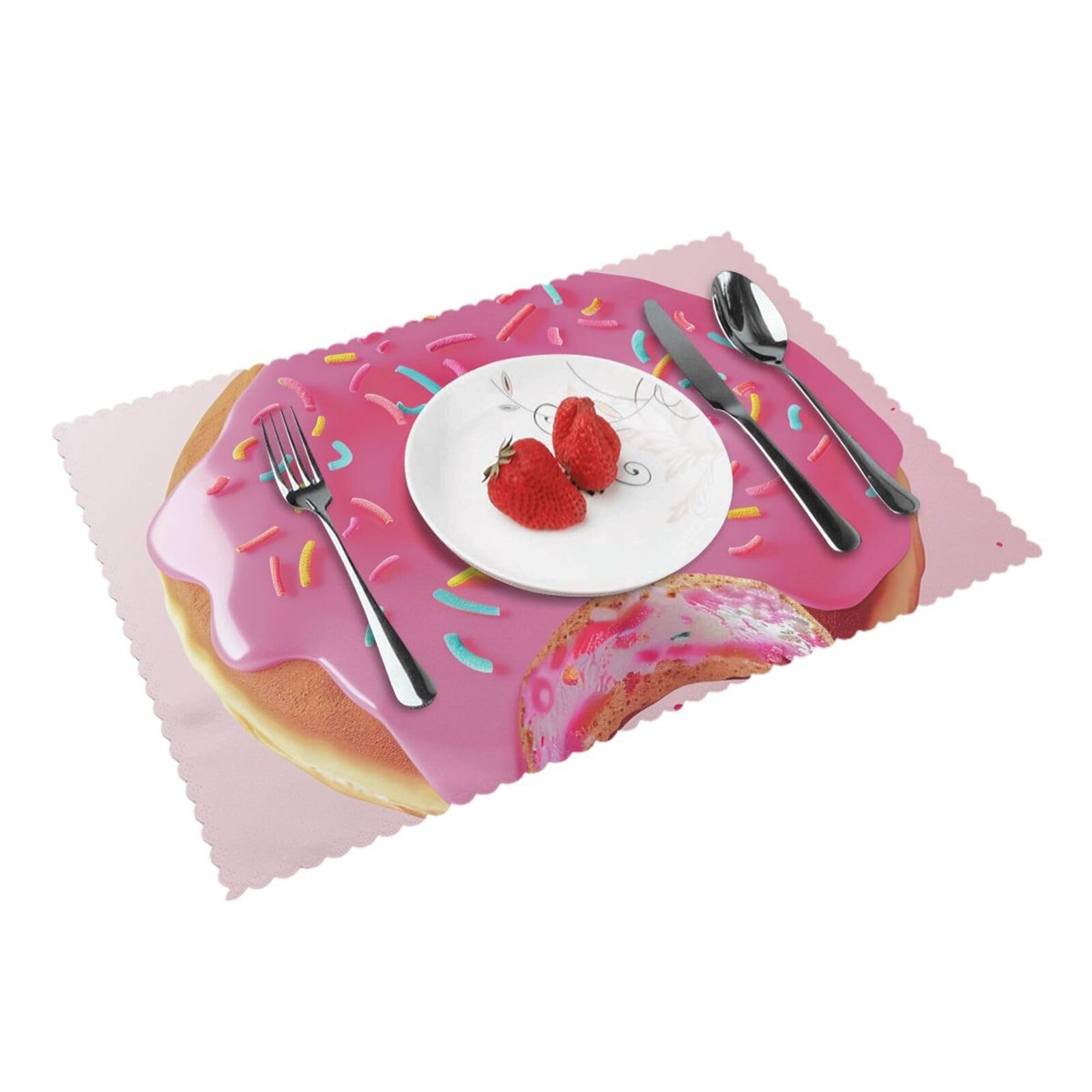 Donut Printed Placemat Heat Resistant Place Mats Set of 4 PCS Washable Kitchen Table Mats, 12x18 Inch