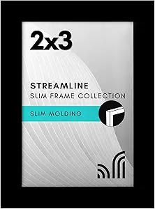 Americanflat 2x3 Picture Frame with Polished Crystal-Clear Glass - Streamline Collection - Thin Border Photo Frame for Tabletop Display - Easel Stand Included - Black