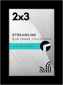 Americanflat 2x3 Picture Frame with Polished Crystal-Clear Glass - Streamline Collection - Thin Border Photo Frame for Tabletop Display - Easel Stand Included - Black
