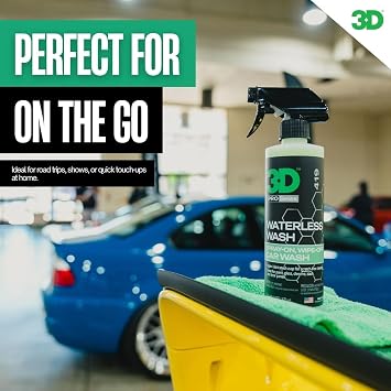 3D Waterless Car Wash - Easy Spray Waterless Detailing Spray - No Soap or Water Needed - Great on Cars, RVs, Motorcycles & Boats 16oz.
