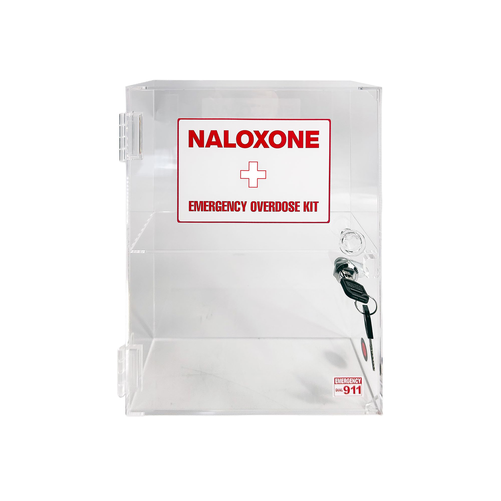 Kit de emergencia de sobredosis de naloxona para montaje en pared, diseñado a medida para espacios públicos para contener 6 cajas y accesorios de naloxona, incluyendo kits de primeros auxilios o