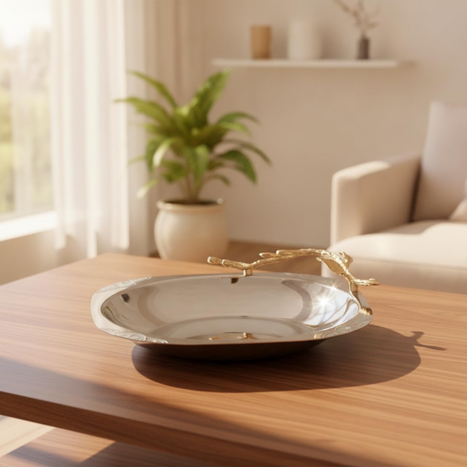 LOVIVER Bandeja Cuadrada Compacta | Esquinas Grabadas Ornamentadas, Decorativo, Vajilla, para Salón, Comedor, anfitrión
