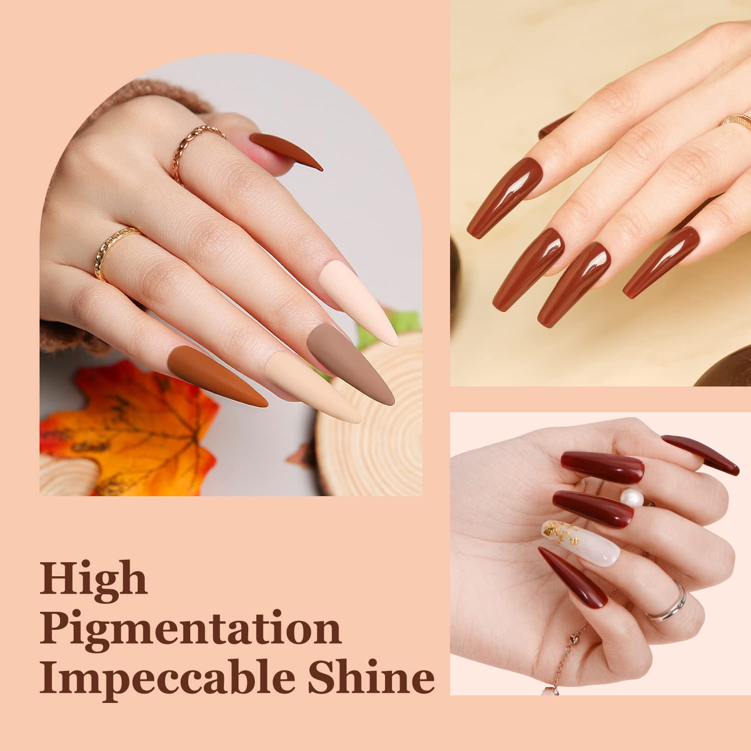 Modelones 10 Pcs Dip Powder Nail Kit Starter, 4 Colors Brown Nude Skin Tones Neutral Dipping Nails Kit with 15ml Base Top Coat Activator Liquid Set and Nail Tools, Essential Dip System Kit No Lamp Needed Saving Time DIY Manicure Salon