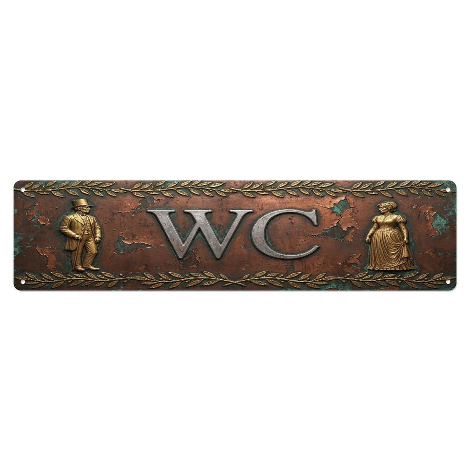Tgrcjimh Style Metal Tin Sign Vintage Victorian Decor Wc Toilet Copper