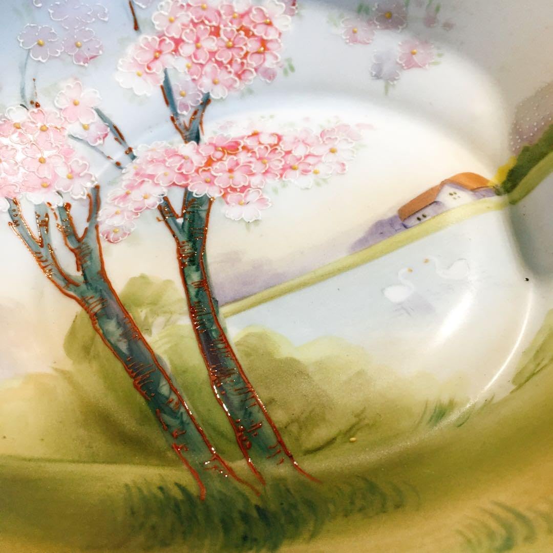 オールドノリタケ 金盛上湖畔白鳥風景 ボウル 29cm 飾り皿 オールド