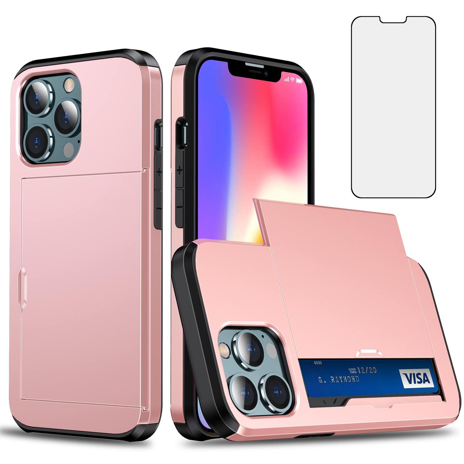 Asuwish Cover per iPhone 13 Pro con Pellicola Vetro Temperato Supporto Regolabile Pelle Portacarte Portafoglio per i 13Pro Procover Custodie Cellulare Phone Case Nero
