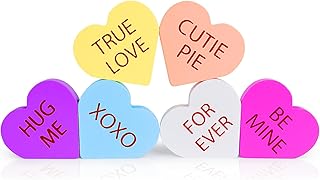 Valentines Day Decor, 6 PCS Double Printed Wood Heart Signs for The Home, Table, Tiered Tray, Mantel, Shelf, Office Decor - Valentine's Day Decorations