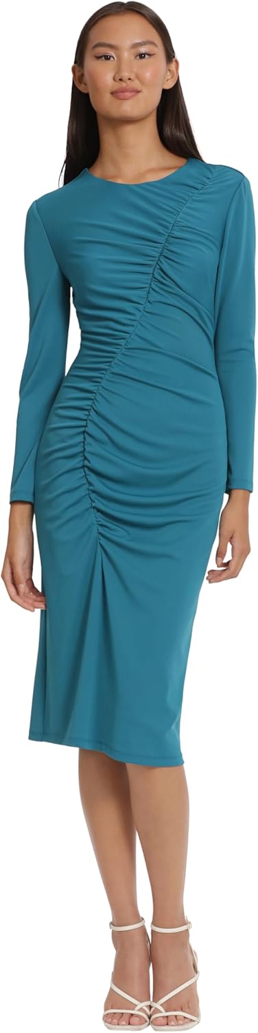 Sleek sophisticated midi dress for date night event party occasion