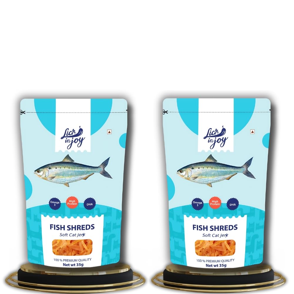 Premium Fish Shreds Cat Treats | Made with Indian Salmon, Omega-3 Fatty Acids, Taurine-Enriched for Heart & Vision Health, Resealable Freshness | 2pc Trial Pack