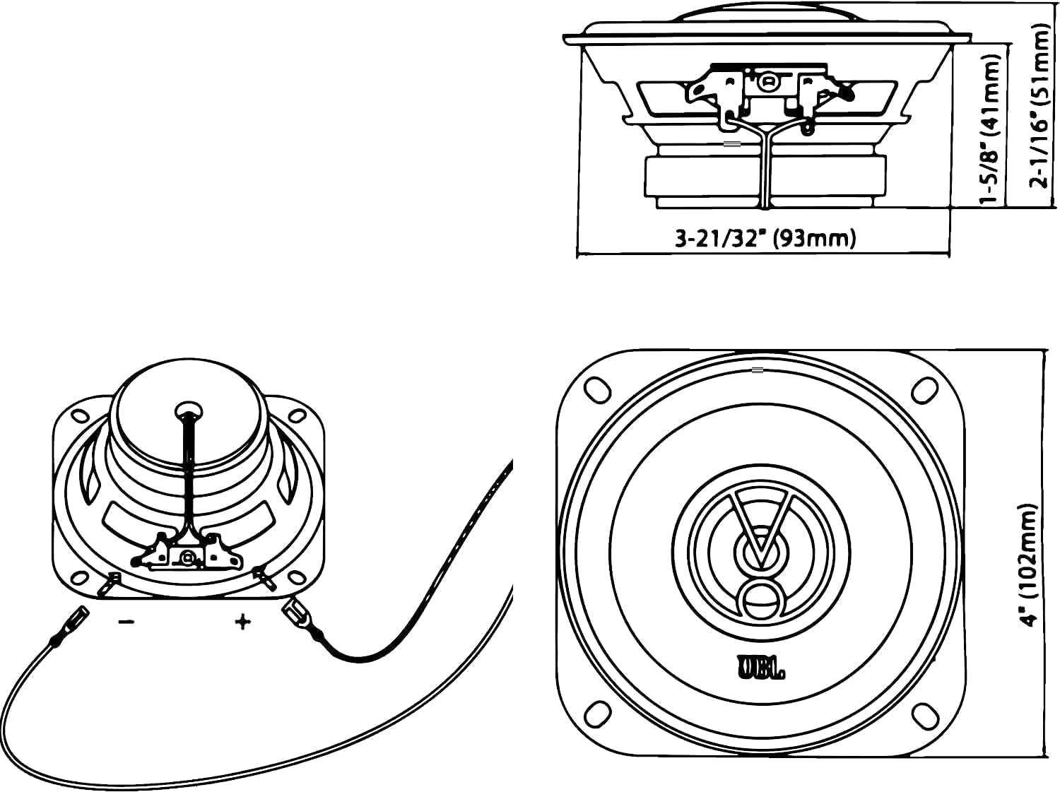 JBL Stage1 41F Set di Altoparlanti Auto a 2 Vie di Harman Kardon - Casse Auto 10cm | 100mm | 4 pollici da 125 watt - 25 watt RMS