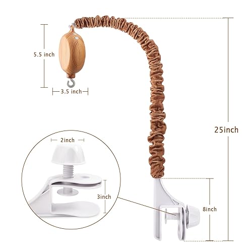 Miniatura 6 de Brazo móvil para cuna con caja de música, brazo móvil universal de 25 pulgadas para cuna, 35 canciones de cuna, control de volumen, colgador móvil