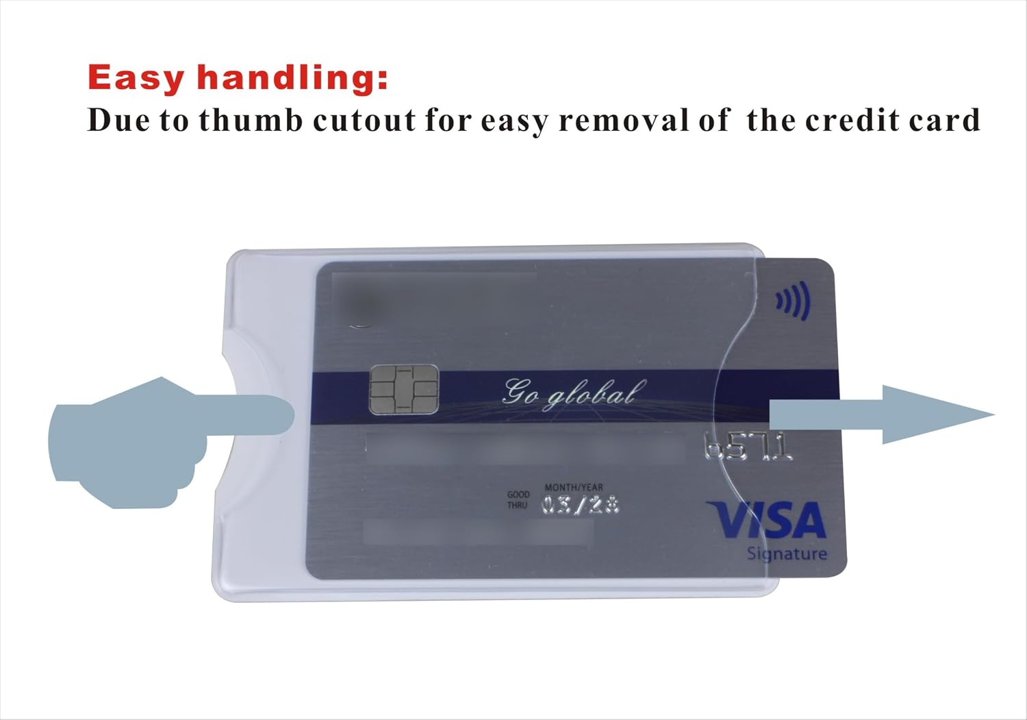 5 Pack RFID Blocking Sleeve Durable Transparent Plastic Credit Card Sleeves Protector Identity Theft Protection Secure Clear Card Holders (White)