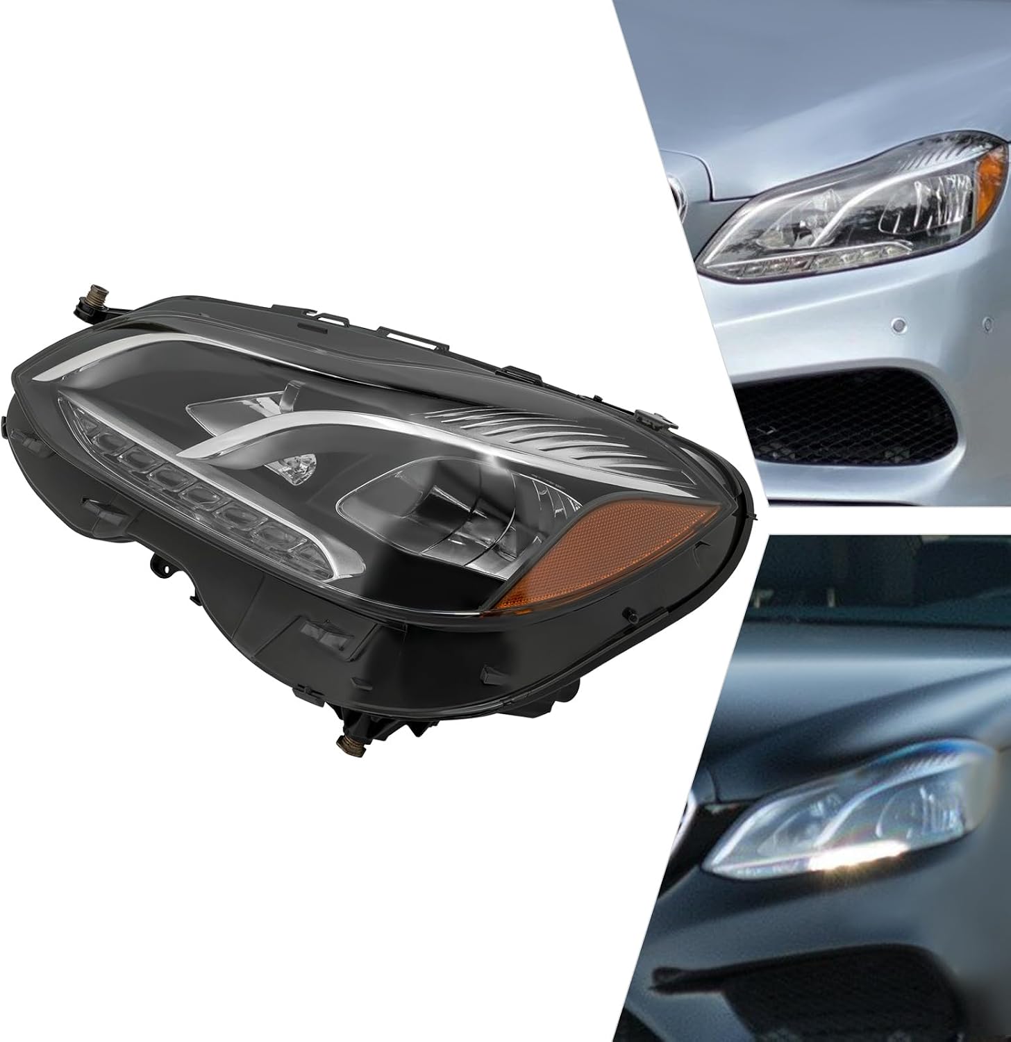 Front Headlight Assembly for 2014-2016M-Benz E-Class W212,Left Driver Side Replacement,LED Headlamp Replacement Black Housing Clear Lens