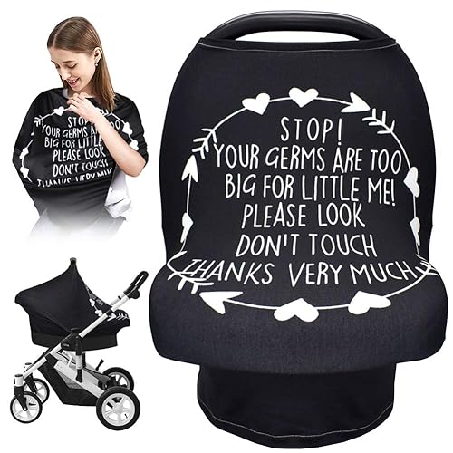Metplus Funda de asiento de automóvil sin contacto para bebés, fundas de lactancia para mamá, bufanda de lactancia, toldo multiusos para asiento de