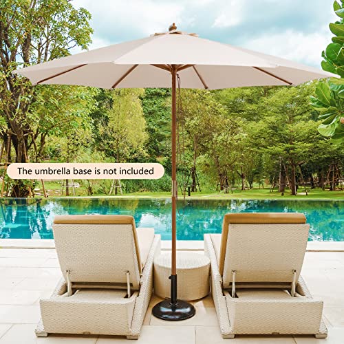 Happygrill HG1608 10 Ft Wooden Patio Umbrella With Rope Pulley Lift, 8 Bamboo Ribs, 3 Adjustable Heights thumb #8