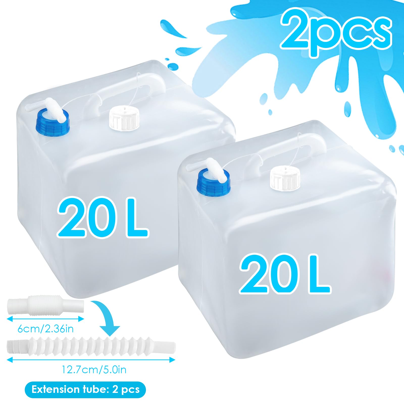 Caraffa per acqua da campeggio, pieghevole, 10 l, 20 l, serbatoio per acqua da 20 l, pieghevole, per esterni, campeggio, escursionismo