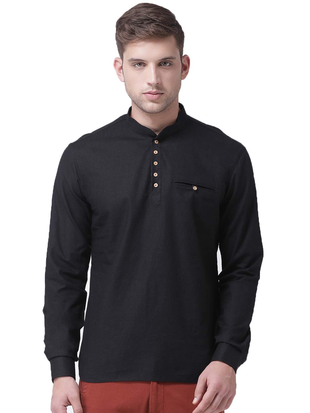 tabard Cotton White Full Sleeve Regular Fit Plain Short Kurta for Men-picture-10