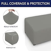 Vista 35 de PureFit Funda otomana rectangular de ajuste suave superelástica, para taburete de pies y muebles de almacenamiento plegables para sala de estar