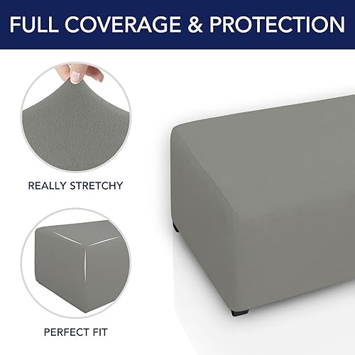 Vista 68 de PureFit Funda otomana rectangular de ajuste suave superelástica, para taburete de pies y muebles de almacenamiento plegables para sala de estar