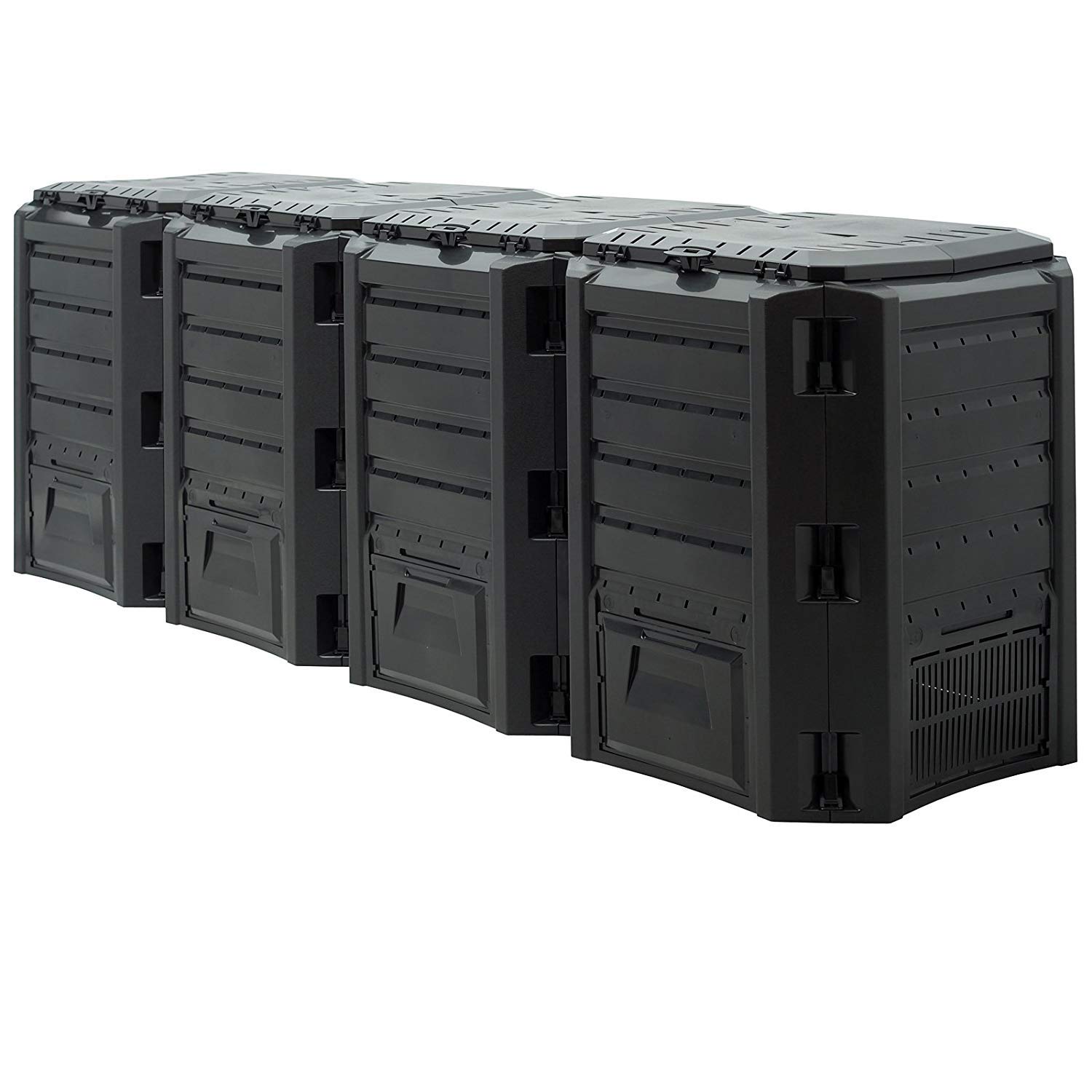 DeTec Komposter | Schnellkomposter | Gartenkomposter | aus Kunststoff | PVC | 380 Liter 800 Liter 1200 Liter 1600 Liter | Garten Schwarz (1600 Liter)