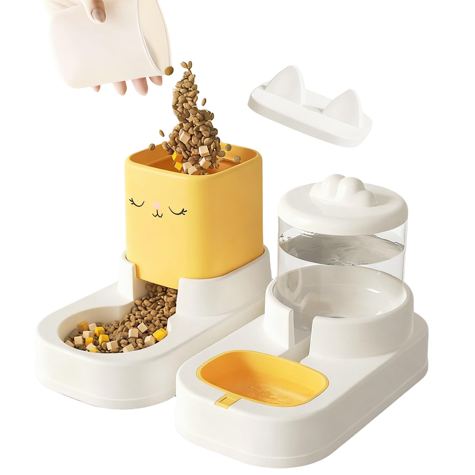 Distributeur de nourriture et eau extérieur pour chats de maison et appartement