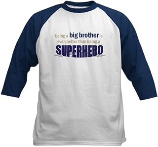 CafePress - Big Brother T-Shirt Superhero - Kids Cotton Baseball Jersey, 3/4 Raglan Sleeve Shirt Navy/White