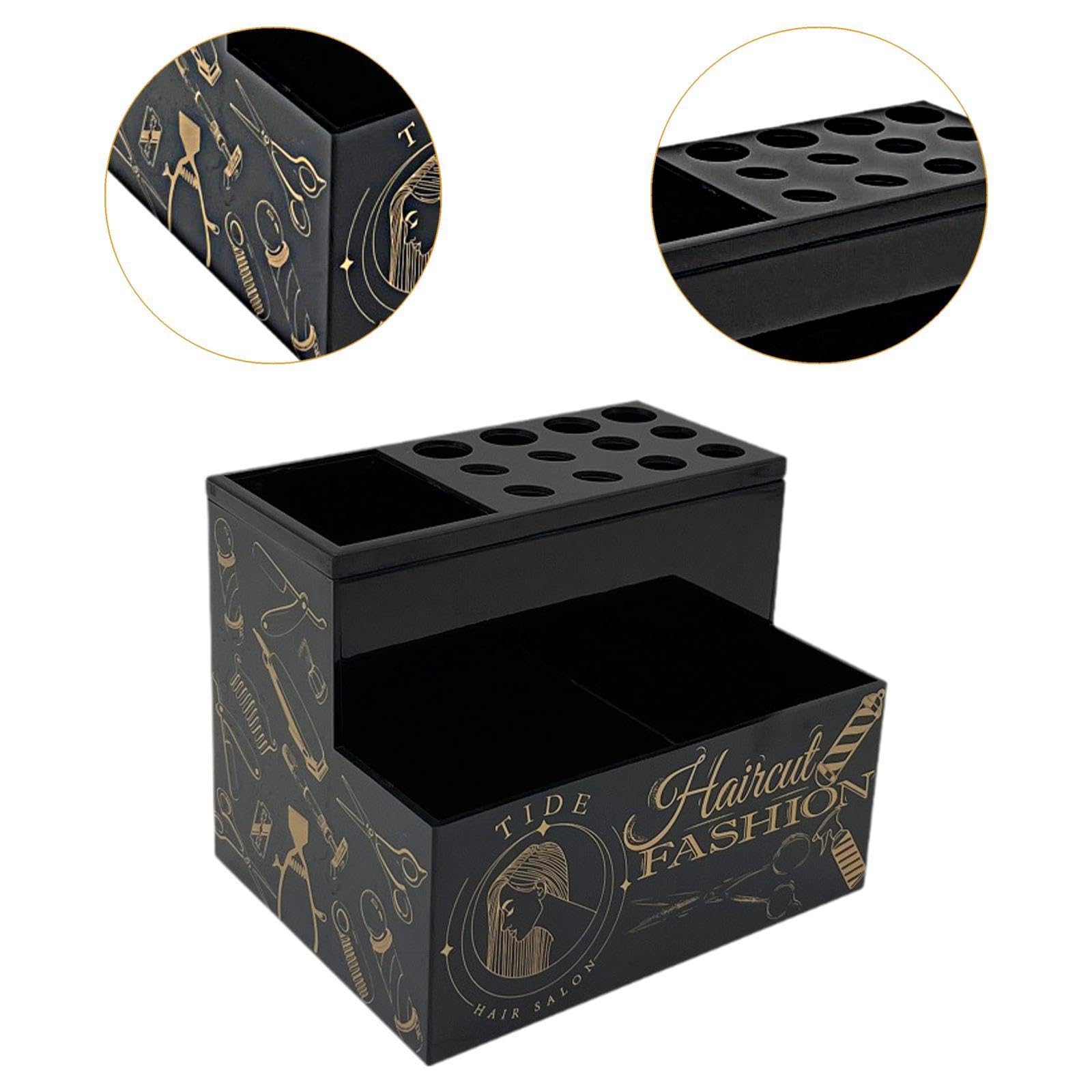 Menolana Salon Scissors Holder Rack Shear Holder Hair Brush Holder Professional Barber Scissors Holder Box for Clips Combs Hairstyling, black