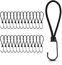 HAYATEC Lot de 25 tendeurs élastiques avec crochet en spirale - 18 cm - Convient comme support d'expansion, tendeur en caoutchouc, crochet de serrage - Pour tente, bâches, filets, bannières