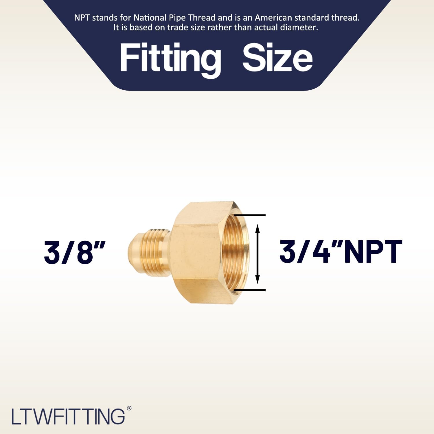LTWFITTING Brass Flare 3/8" OD x 3/4" Female NPT Connector/Adapter Tube Fitting((Pack of 20)