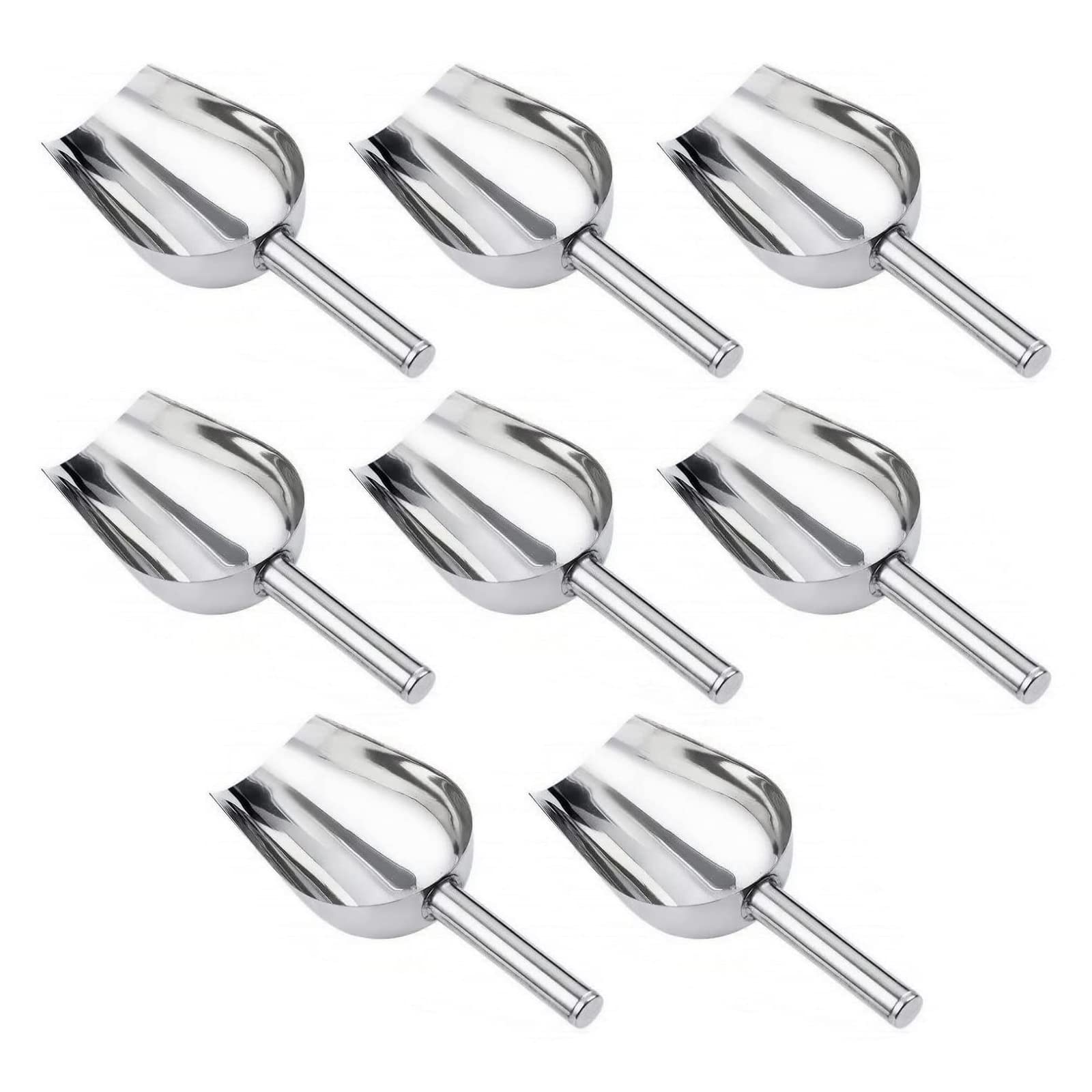 Ousyaah 8 Pieces Small Stainless Steel Scoops, 3-oz Small Measuring Spoons Scoops for Ice, Sugar, Mung Beans, Rice and Pet Food