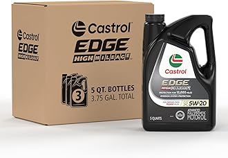 Castrol03143C Edge High Mileage 5W-20 Advanced Full Synthetic Motor Oil, 5 Quart, 3 Pack