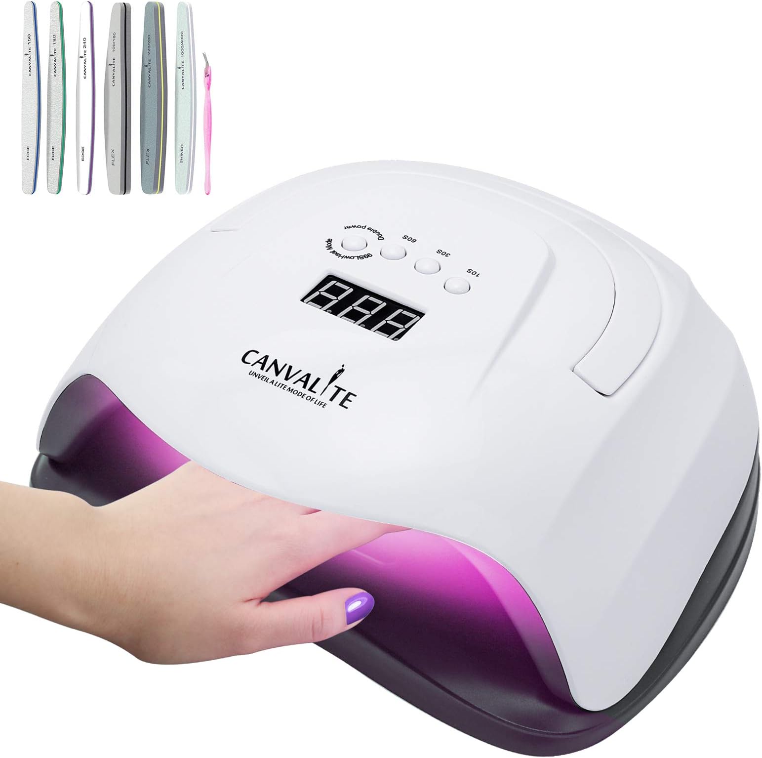 80W UV Nail Lamp, Canvalite Nail UV Lamp Professional LED Nail Lamp Auto-Sensing Nail Machine for Gel Polish with 4 Timer Setting 10/30/60/99S