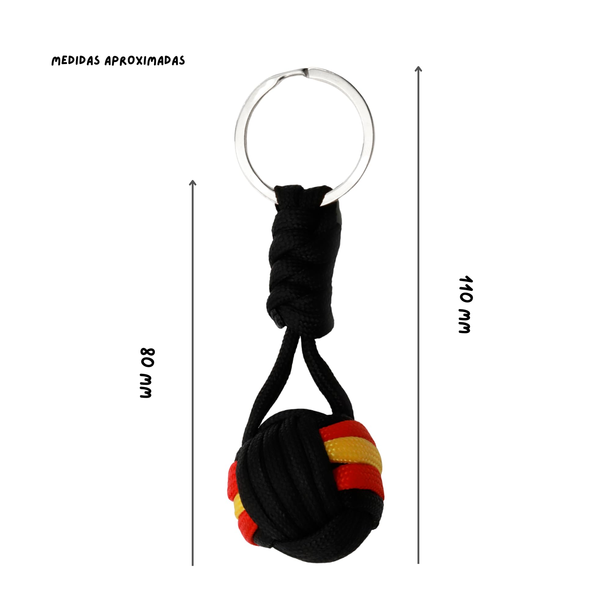 Llavero bola de cuerda bandera España, Llavero patriótico, 1 Unidad, Negro - imagen 6