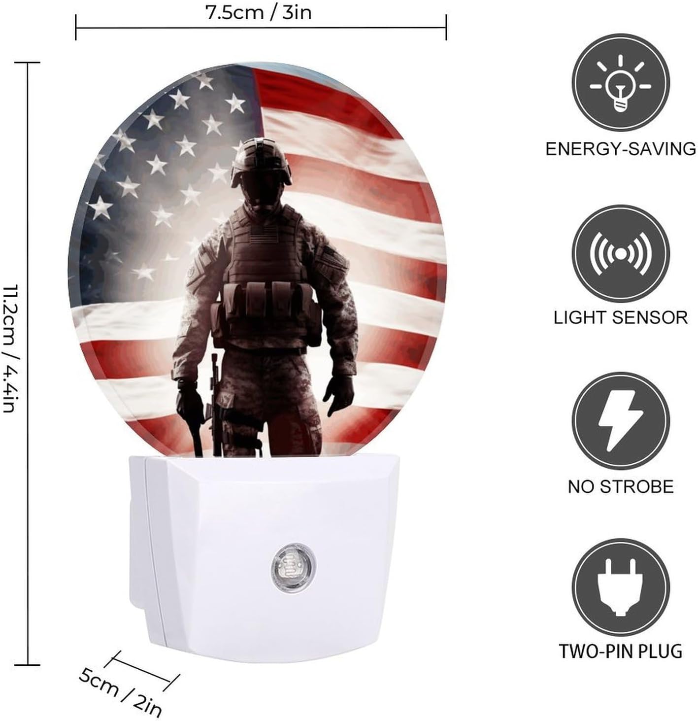 American Soldier Plug-in LED Nightlight Wall Night Light image 2