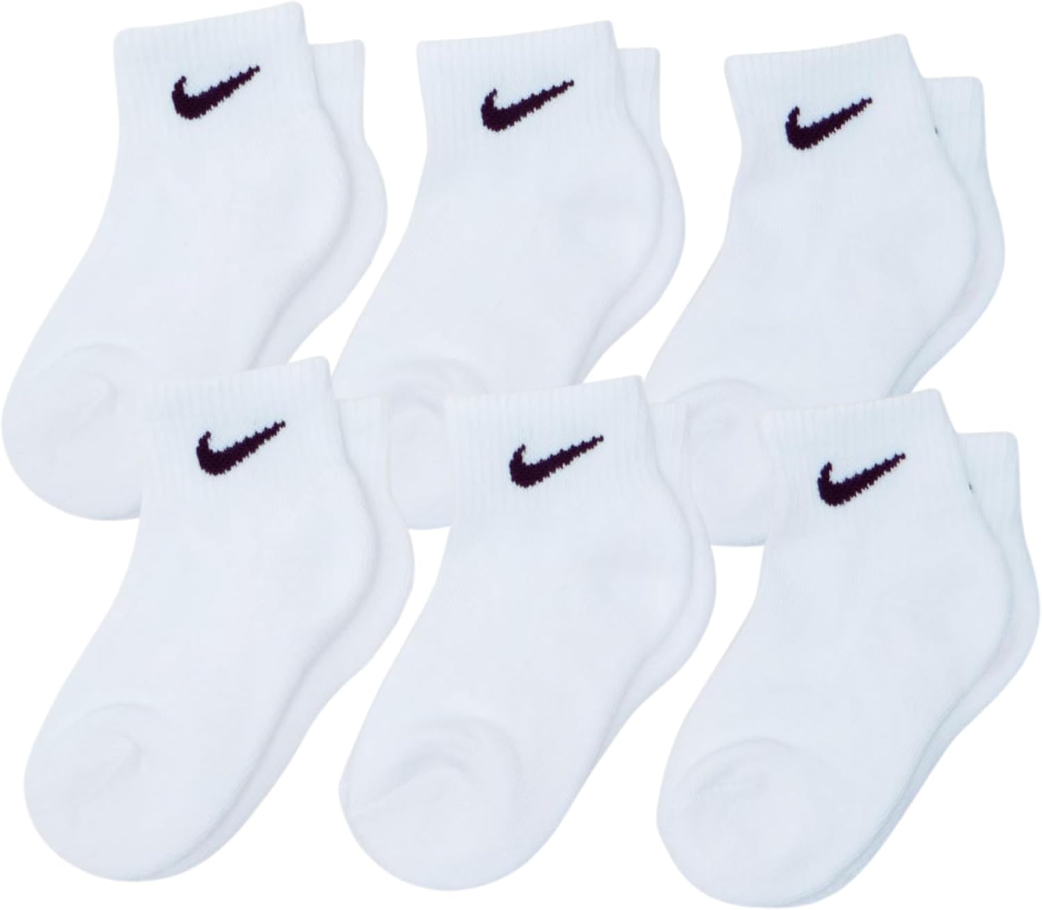 Nike Newborn Baby Ankle Socks with Logo – 6-Pair Gift Set, Soft Cotton Blend for Everyday Wear and Comfort