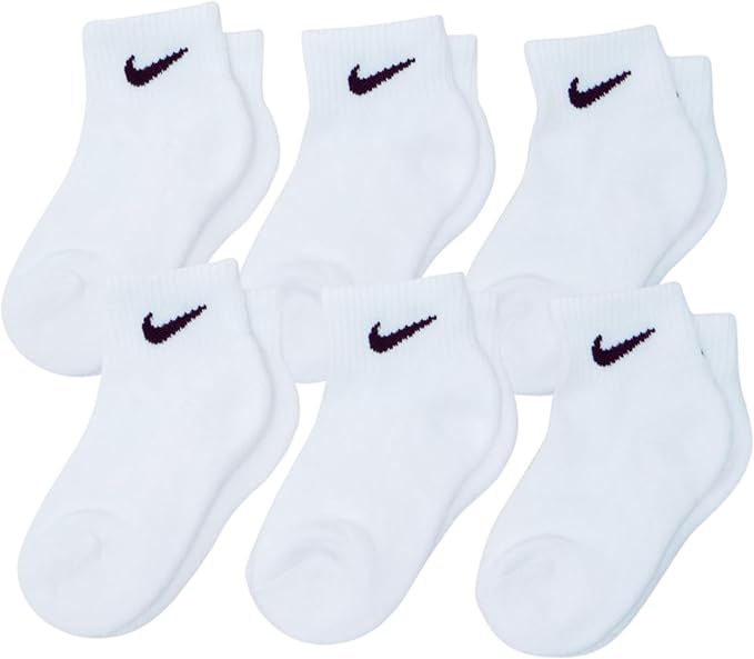 Nike Baby Socks 6-Pair Set – Soft Cotton Blend Newborn & Infant Ankle Socks (6–24 Months, White & Black) | Nike
