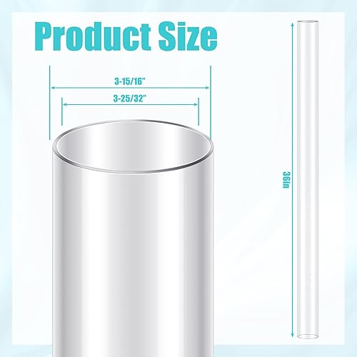 Miniatura 2 de Geetery Tubo de policarbonato largo transparente redondo de plástico rígido, tubo de plástico irrompible, tubo transparente para accesorios de