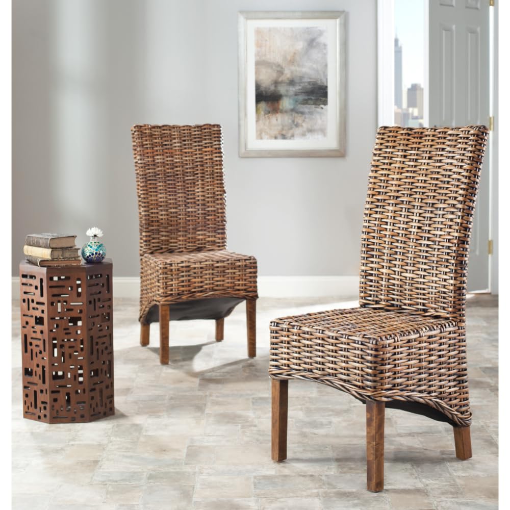 SAFAVIEH Home Collection Isla Brown Dining Chair (Set of 2)