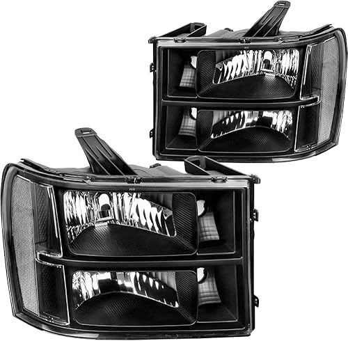 Conjunto de faros halógenos compatible con GMC 2007-2013 Sierra 15002007-2014 Sierra 2500HD 3500HD 09-13 Sierra Hybrid lado del pasajero y del