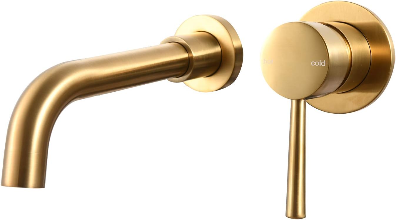 Wall Mounted Bathroom Basin Tap with Spout Bathtub Mixer Set Brushed