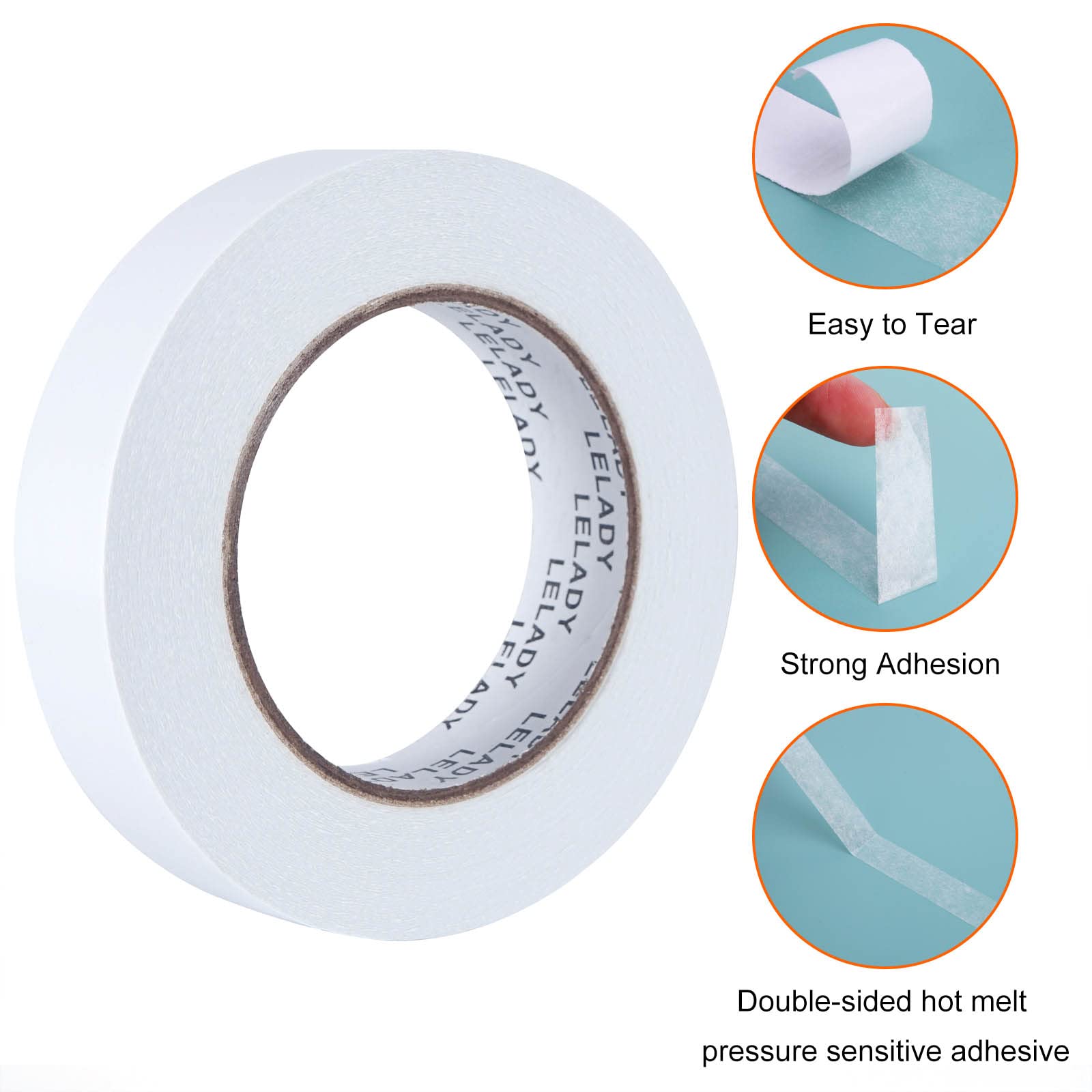Doppelseitiges Klebeband 25.4mm x 2 Rollens, 36.5m pro Rollen, Beidseitiges Klebeband Set, Starke Klebeband, Mehrzweck-Klebeband doppelseitig für Büro/Handwerk/Nähen/DIY