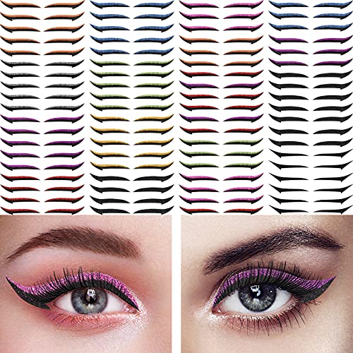 76 Pairs Eyeliner Stickers for Eyes Reusable Eyeliner Stickers Makeup Double Eyelid Tape Invisible Self-Adhesive Eye Line Strip Sticker Shiny Eyeliner Stickers Eyeliner Stencil Sticker for Eyes