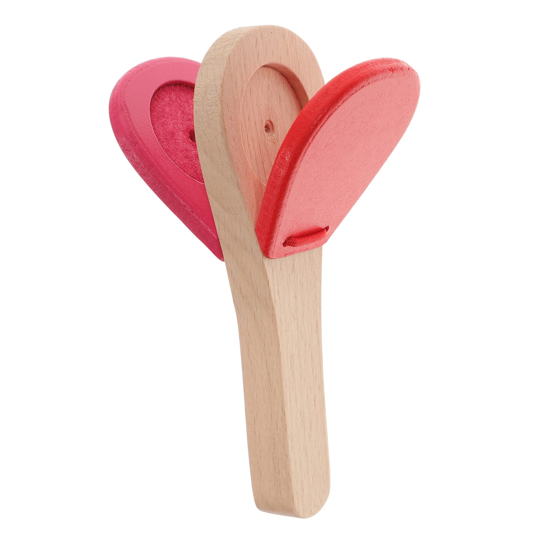 HANABASS Wooden Long Handle Castanet for Educational Percussion Instrument Lightweight Music for Developing Rhythm and Coordination Skills Red