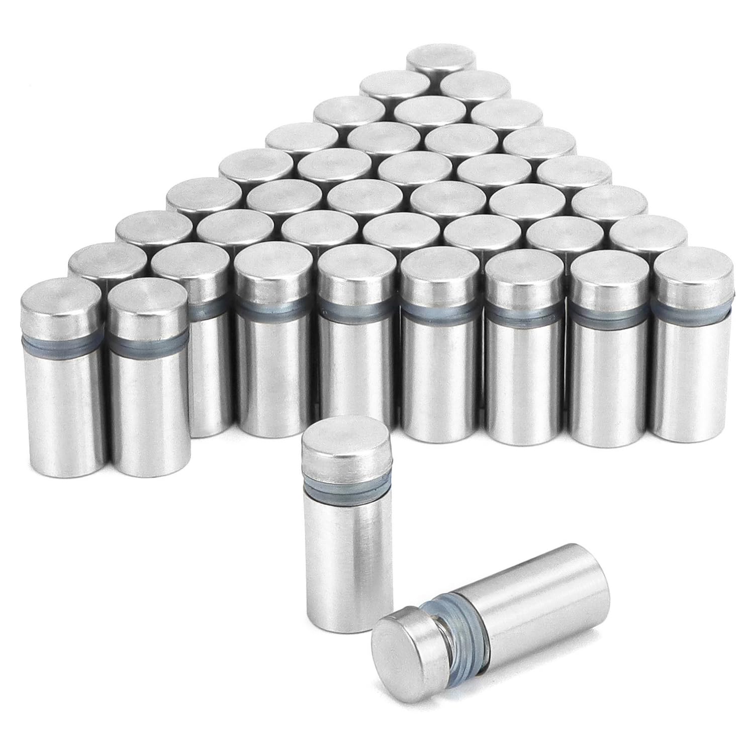 QWORK® Pack de 40 supports de verre en inox entretoises murales 12x25mm pour panneaux publicitaires et photos - intérieur & extérieur