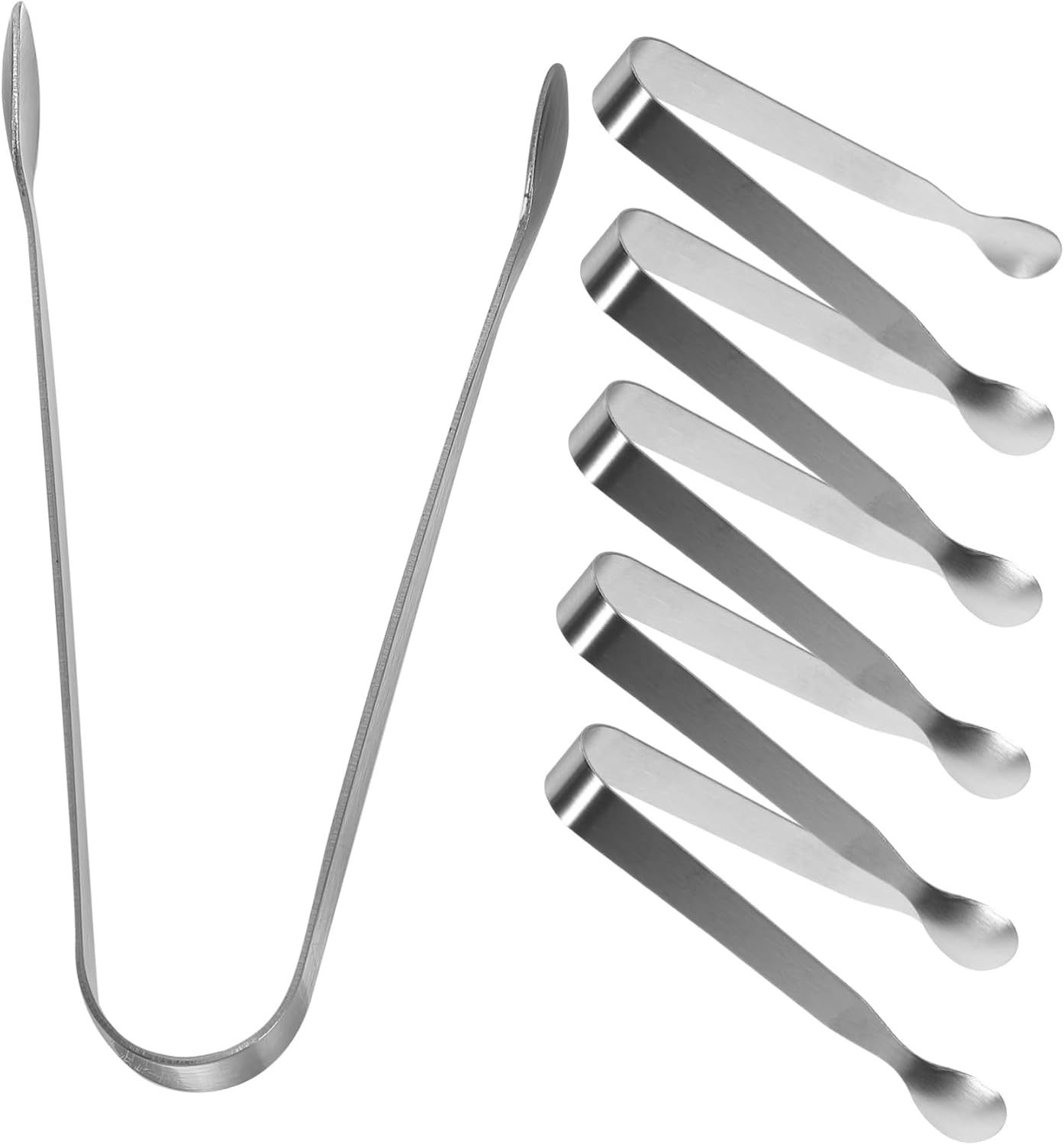 6Pcs Mini Stainless Steel Tongs for Sugar Cubes Ice and Appetizers Easy to Clean Serving Utensils for Tea Parties and Buffets