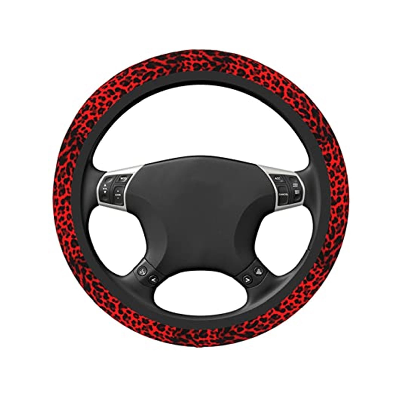 Funda Universal para Volante de Coche, elástica, Antideslizante, con Estampado Leopardo Rojo, 15 Pulgadas Funda para Volante