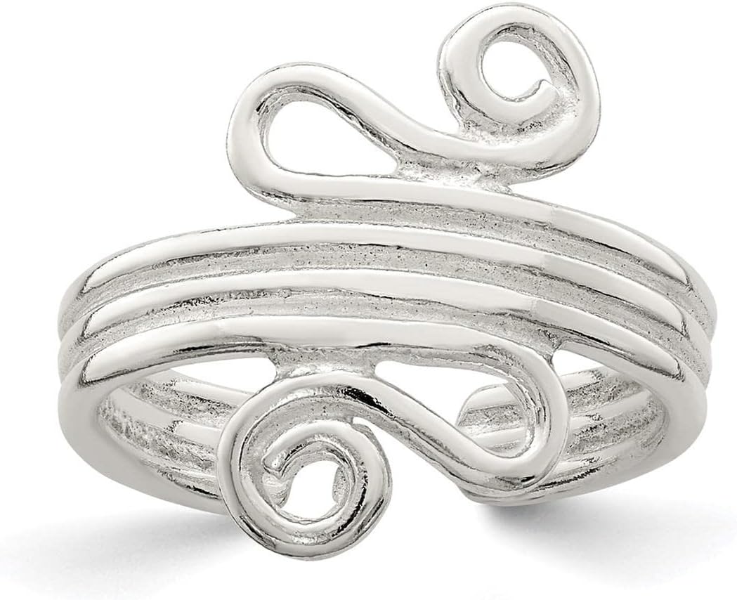 925 Sterling Silver Polished Scroll Toe Ring