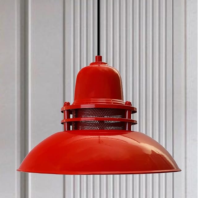 bamyum Hanging Lamp Living Room Metal Ø34 cm E27 Hanging Lamp Kitchen Retro Kitchen Lamp Hanging Red Pendant Light