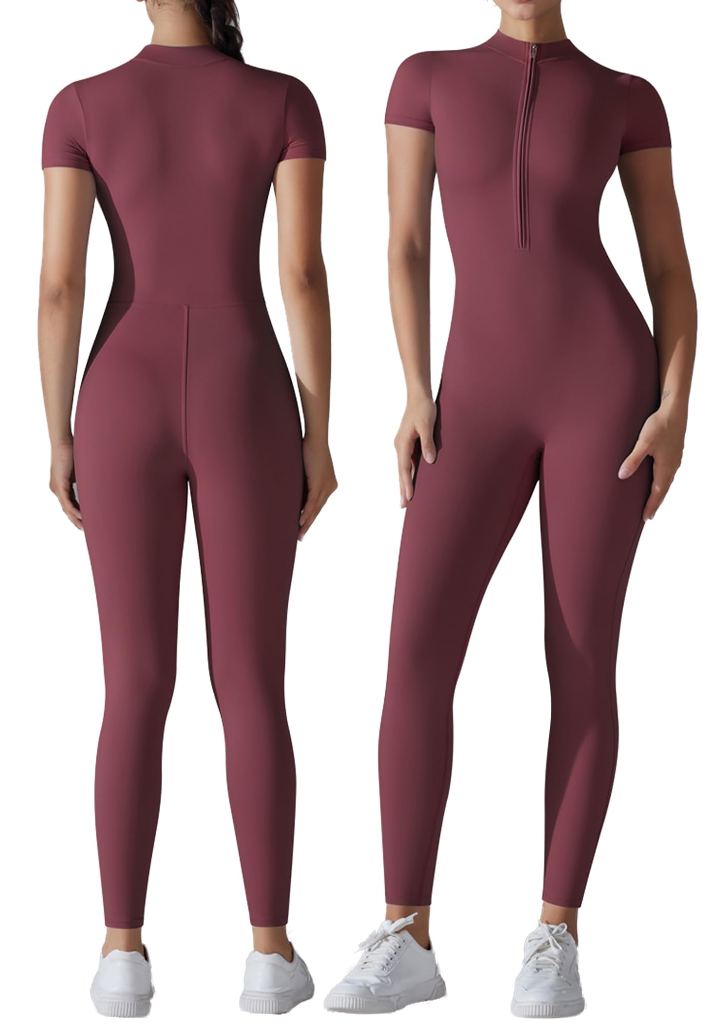 SEAUR Combinaison de Sport Yoga Sexy Manches Courtes Femme Jumpsuit de Sport Fitness Dame Body de Yoga Skinny Une Pièce L
